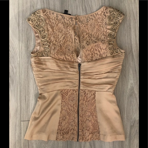 Bebe silk/lace beaded shoulder top - Picture 2 of 7